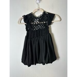 Free People One Black Crocheted Ruffle Tank Sz XS